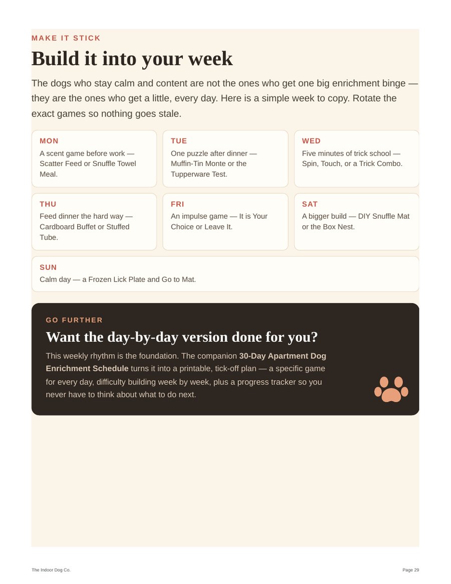 Inside page — weekly plan